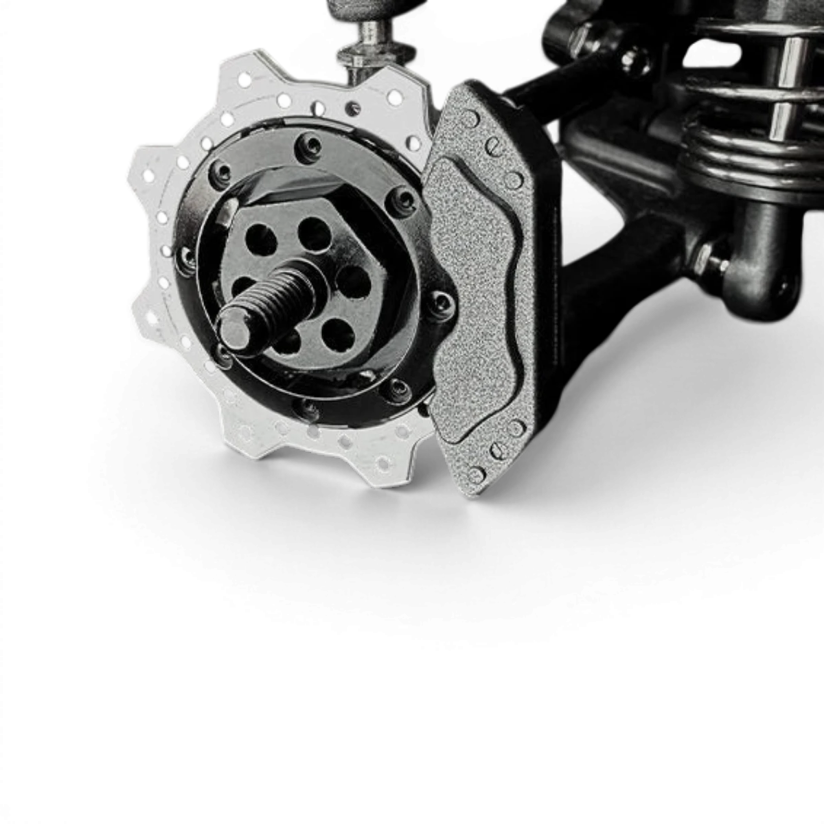 Axe et disques arrière en aluminium RDX Type R pour voiture RC Drift, conçus par Team Reve D, visibles sur l'image.