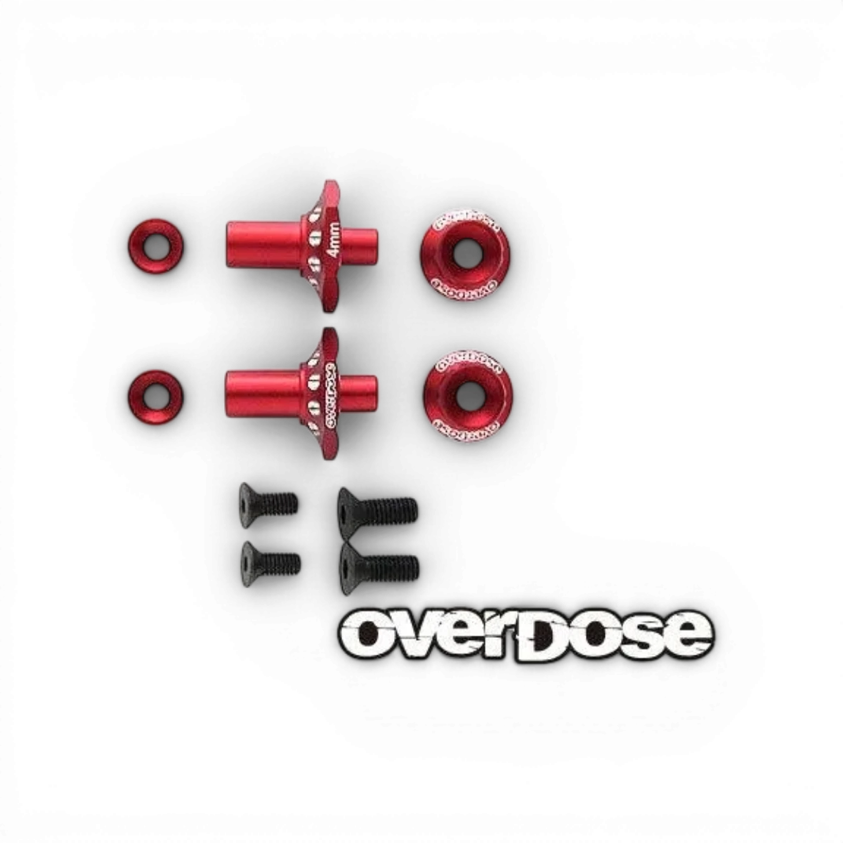 Axes avant en une pièce en aluminium 4mm de la marque Overdose, fixation détachée pour vélo ou moto.