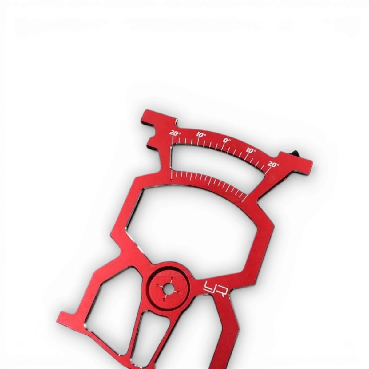 Banc de réglage rouge Yeah Racing pour modèle 1/10, support stable pour ajustements précis de véhicules RC.