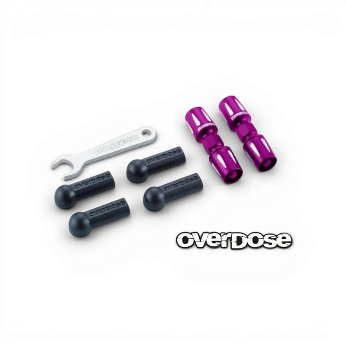 Biellette de renvois Overdose pour pièces détachées, fixation mécanique avec joints en métal, vue rapprochée.