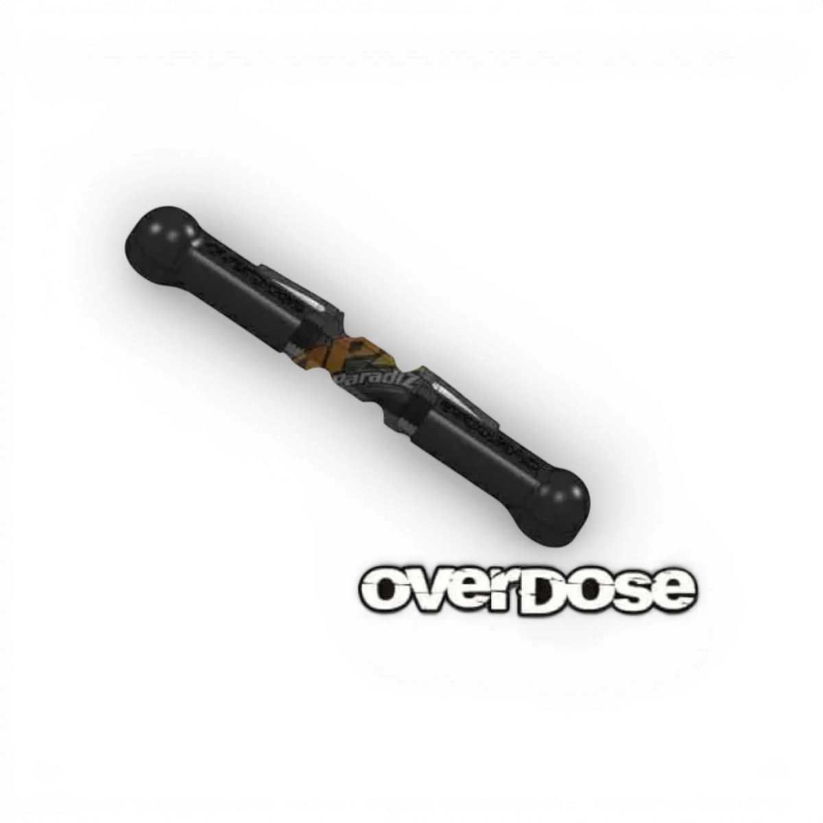 Biellette de renvois Overdose, pièce détachée automobile, montrée en gros plan avec connecteurs métalliques et fixation.