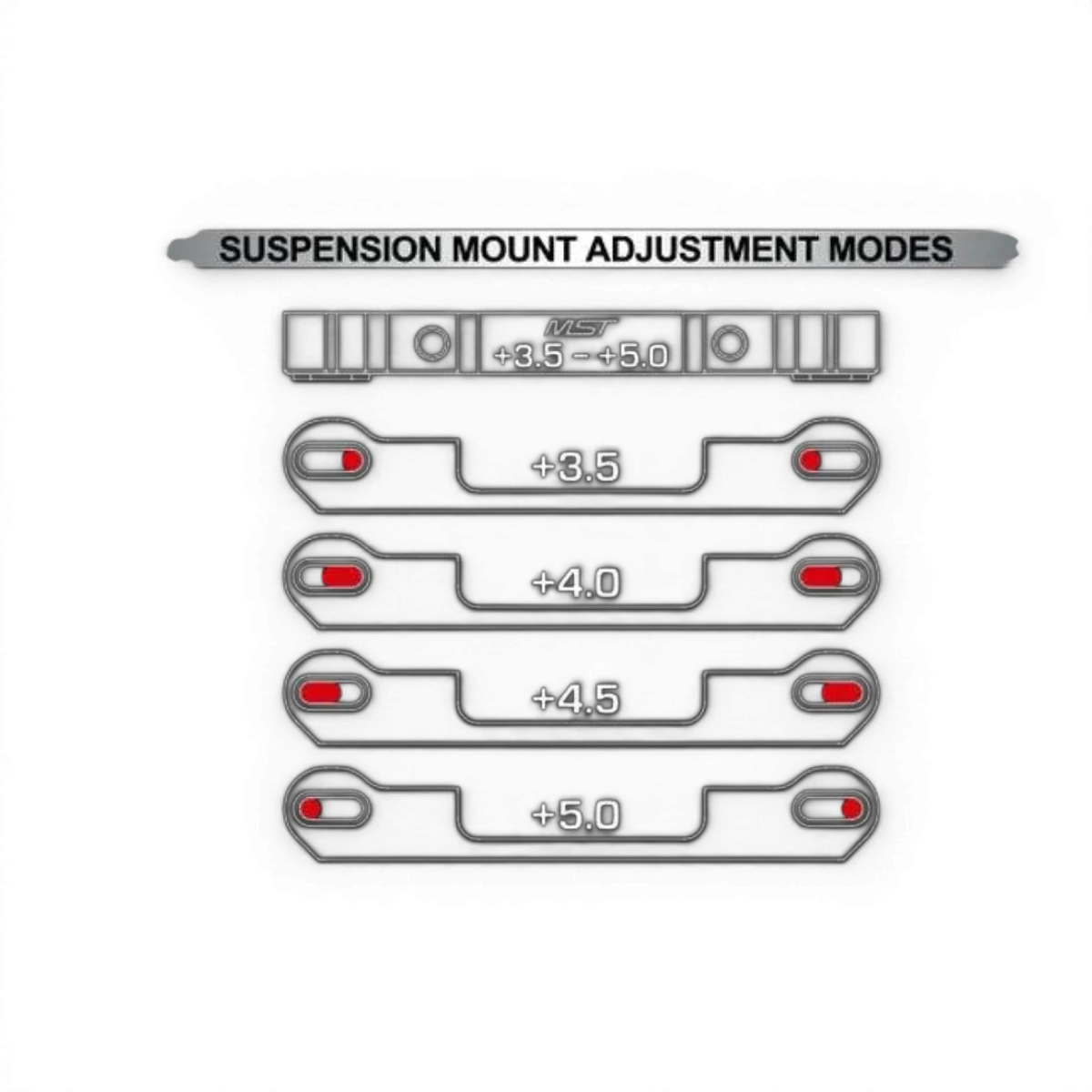 Cales triangles réglables rouges Max Speed Technology RMX 2.5 à 5.0, pièces détachées pour ajustement de suspension.