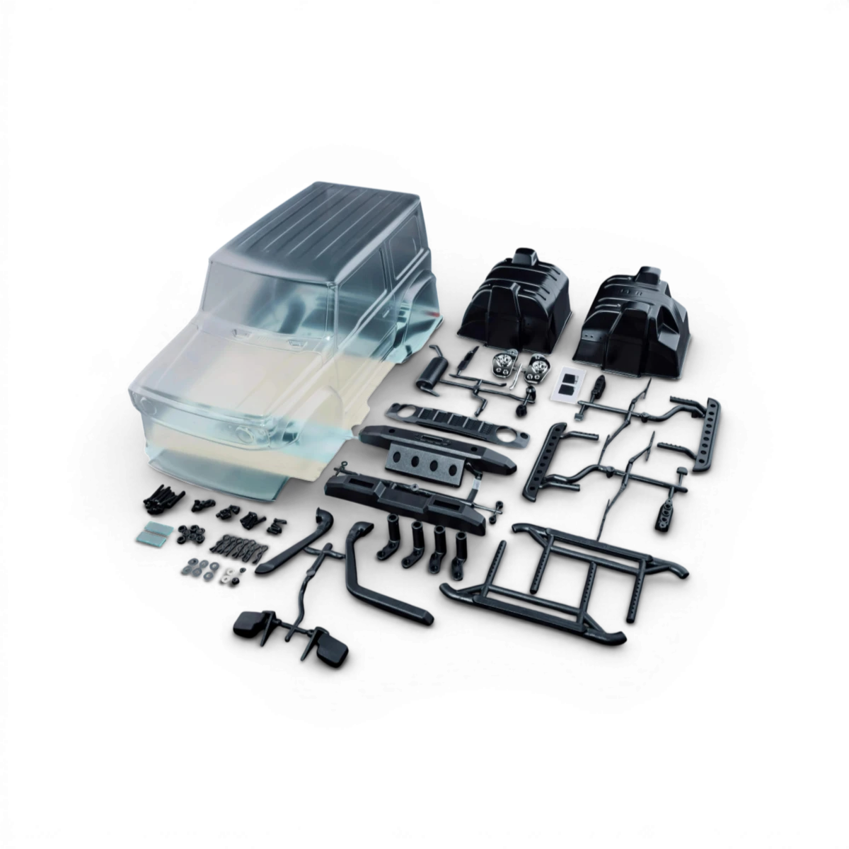 Carrosserie de J4 pour voiture RC Max Speed Technology, en plastique noir avec détails de design détaillés.