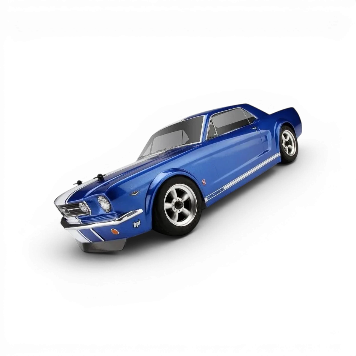Carrosserie Mustang 1966 GT HPI pour modèle RC 200mm, carrosserie en plastique avec détails authentiques.