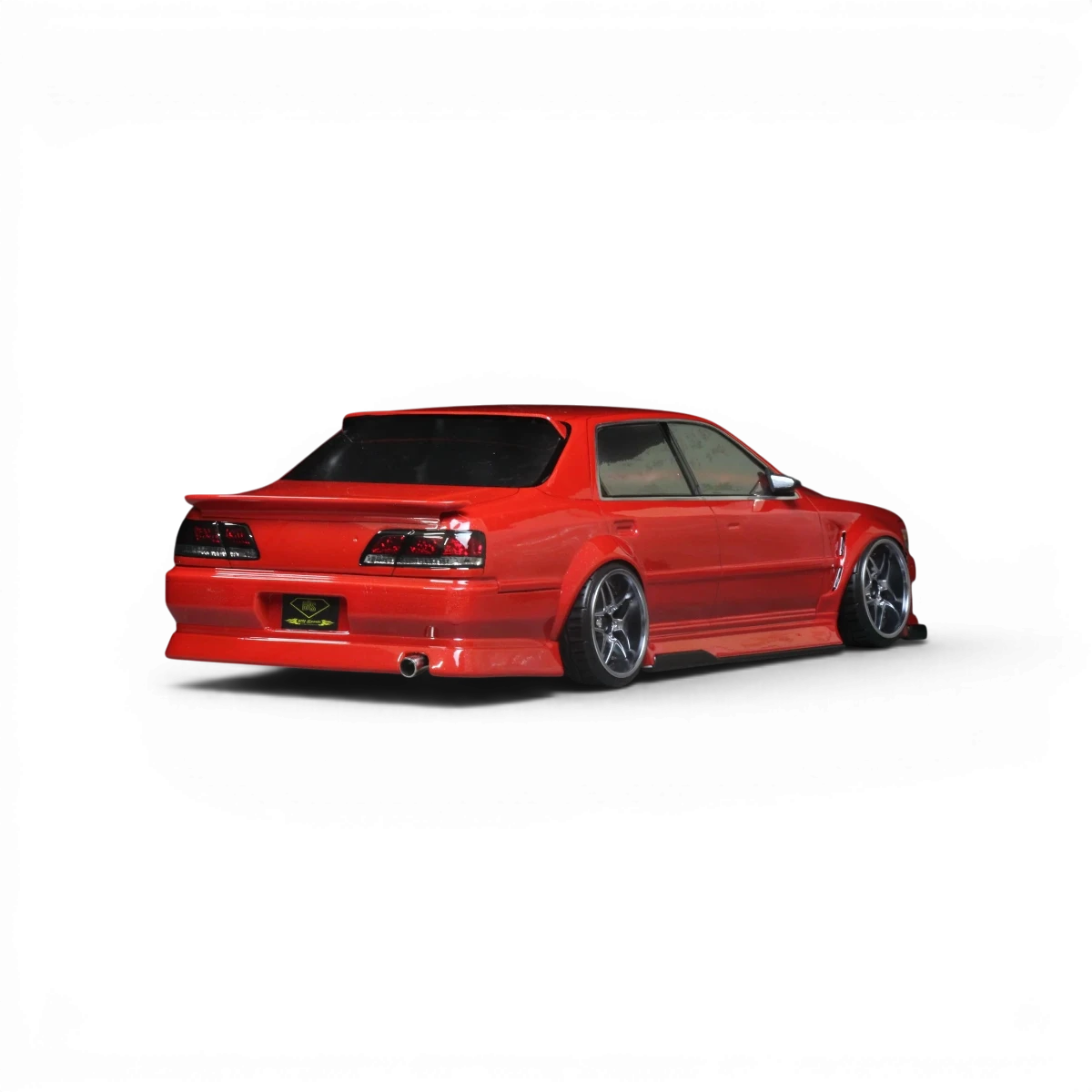 Carrosserie Toyota Cresta JZX100 BLS BN-Sports pour voiture télécommandée Pandora RC, vue de face avec détails de la carrosserie