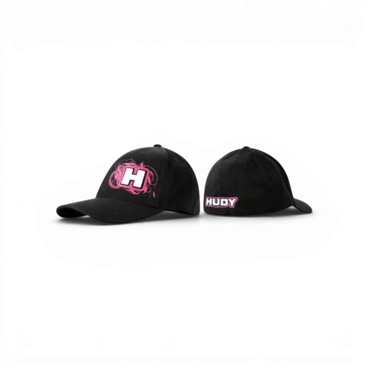 Casquette Flexfit Hudy en taille S-M, gris foncé avec logo brodé à l'avant, tissu extensible pour un confort optimal.