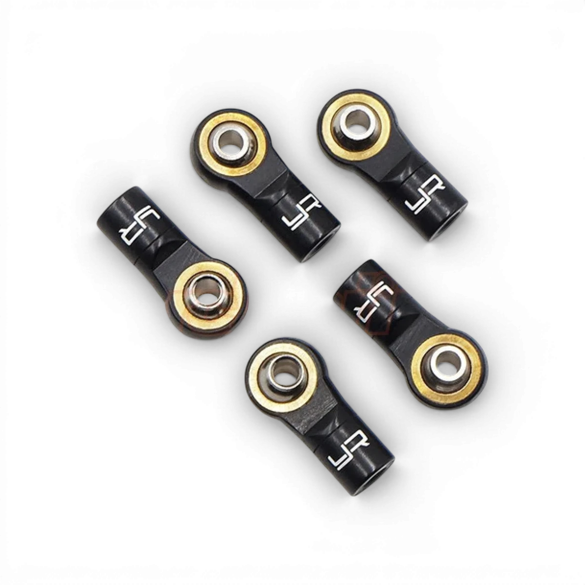 Chapes en aluminium noir de Yeah Racing, pas standard pour modélisme, visibles sur fond neutre.