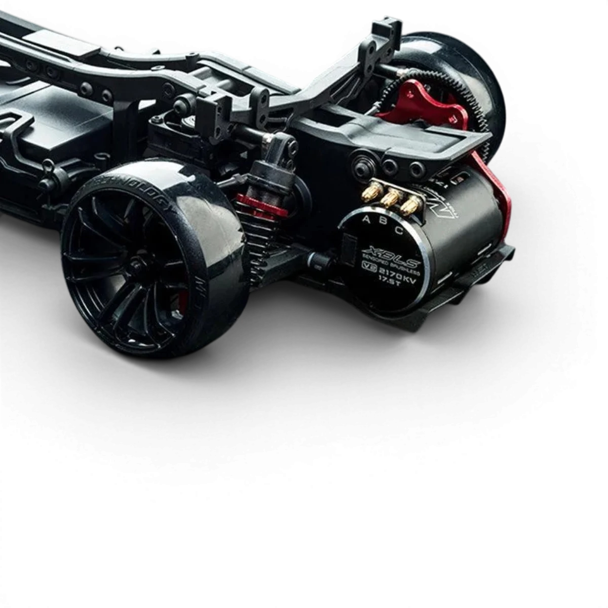 Châssis RC Drift Max Speed Technology RMX 2.5 Classic avec E30RB, structure en plastique noir et détails techniques visibles.