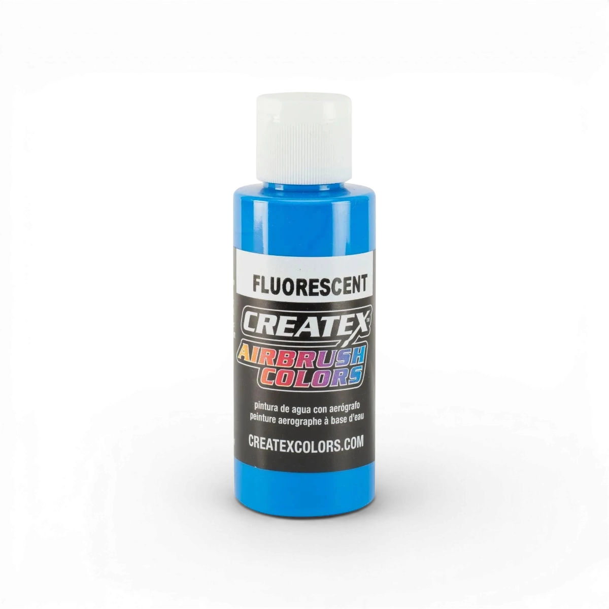 Peinture fluorescente classique bleu de la marque Createx Colors, tube de peinture à base de fluorescents.