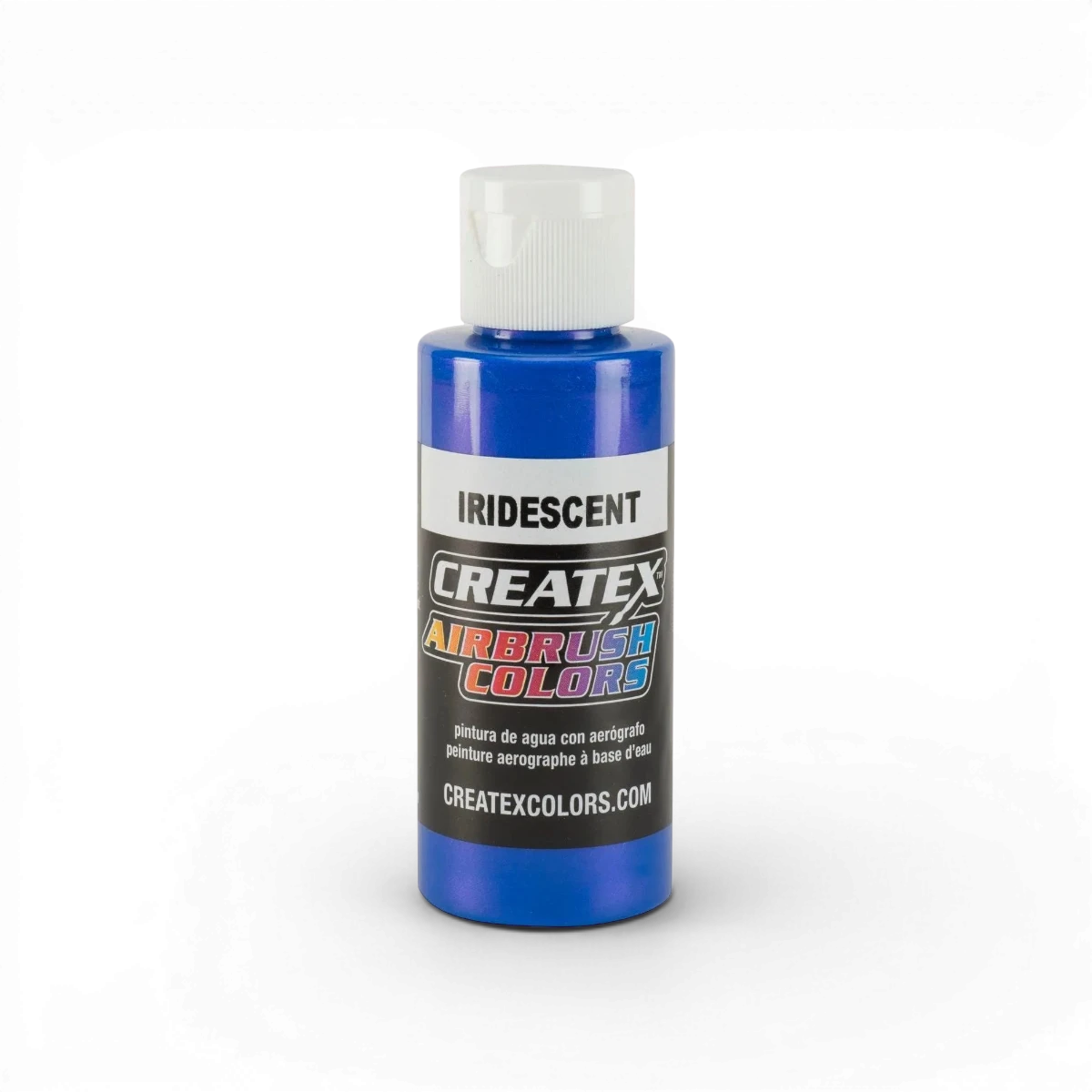 Peinture acrylique iridescente classique Bleu Électrique de Createx Colors, texture brillante et colorée en tube.