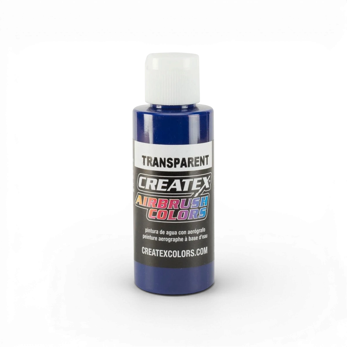 Peinture acrylique transparente bleu brillant de la marque Createx Colors, en pot.