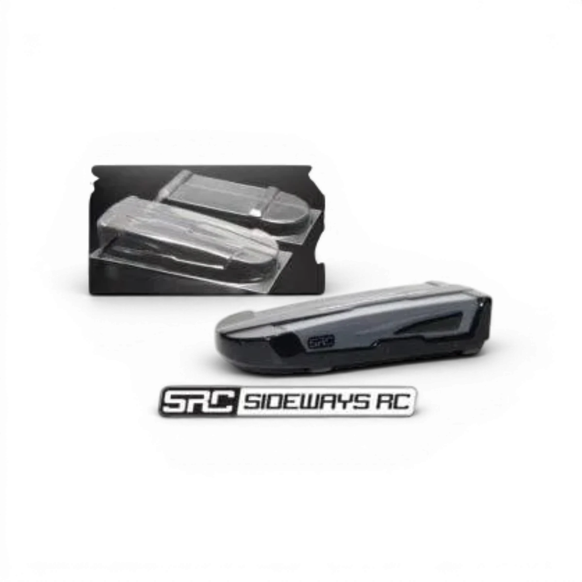 Coffre de toit Src Sideways RC pour véhicule, personnalisation, vue de côté montrant le coffre de toit noir et robuste.