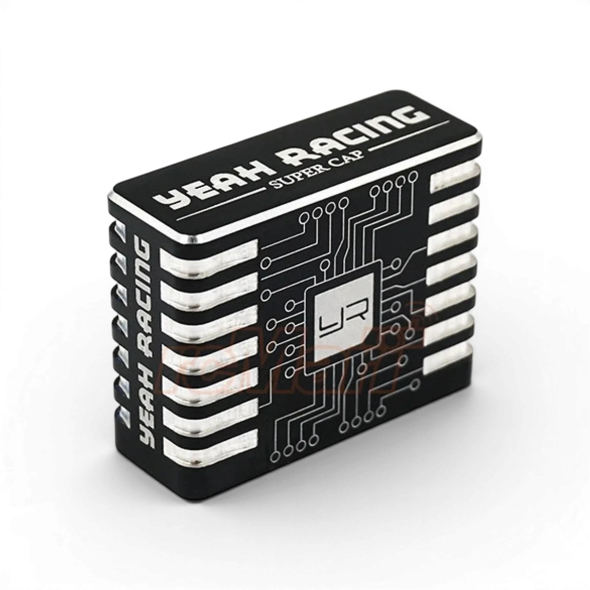 Condensateur hyperboost Yeah Racing noir, compact et performant pour améliorer la puissance de votre véhicule RC.