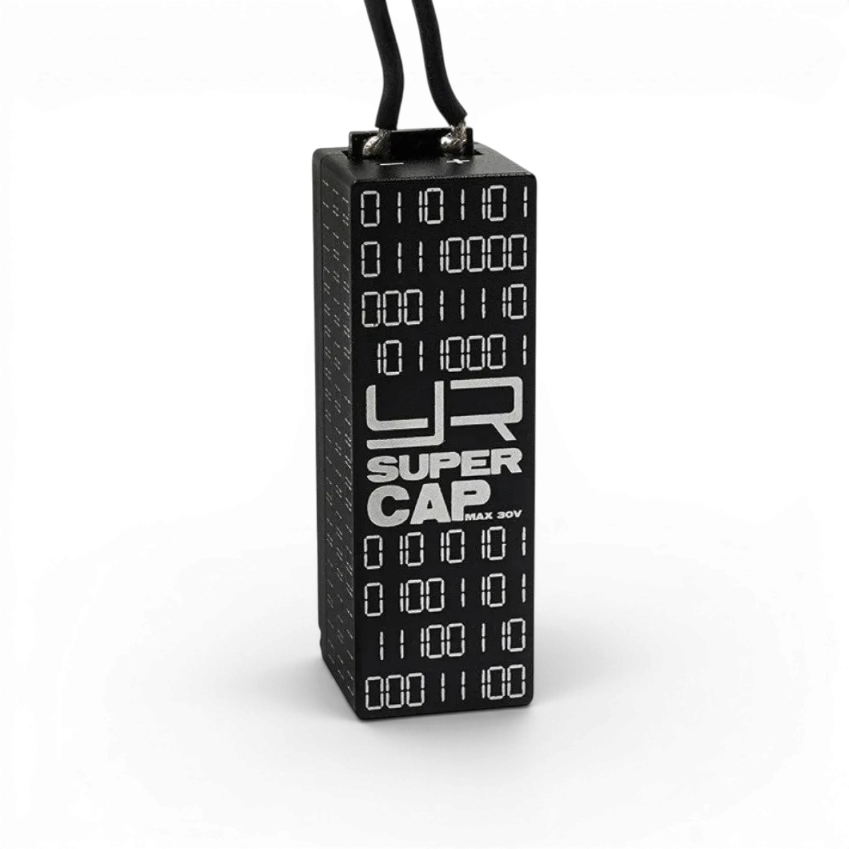 Condensateur super capacitor en aluminium 30V de la marque Yeah Racing, image montrant le composant électrique.