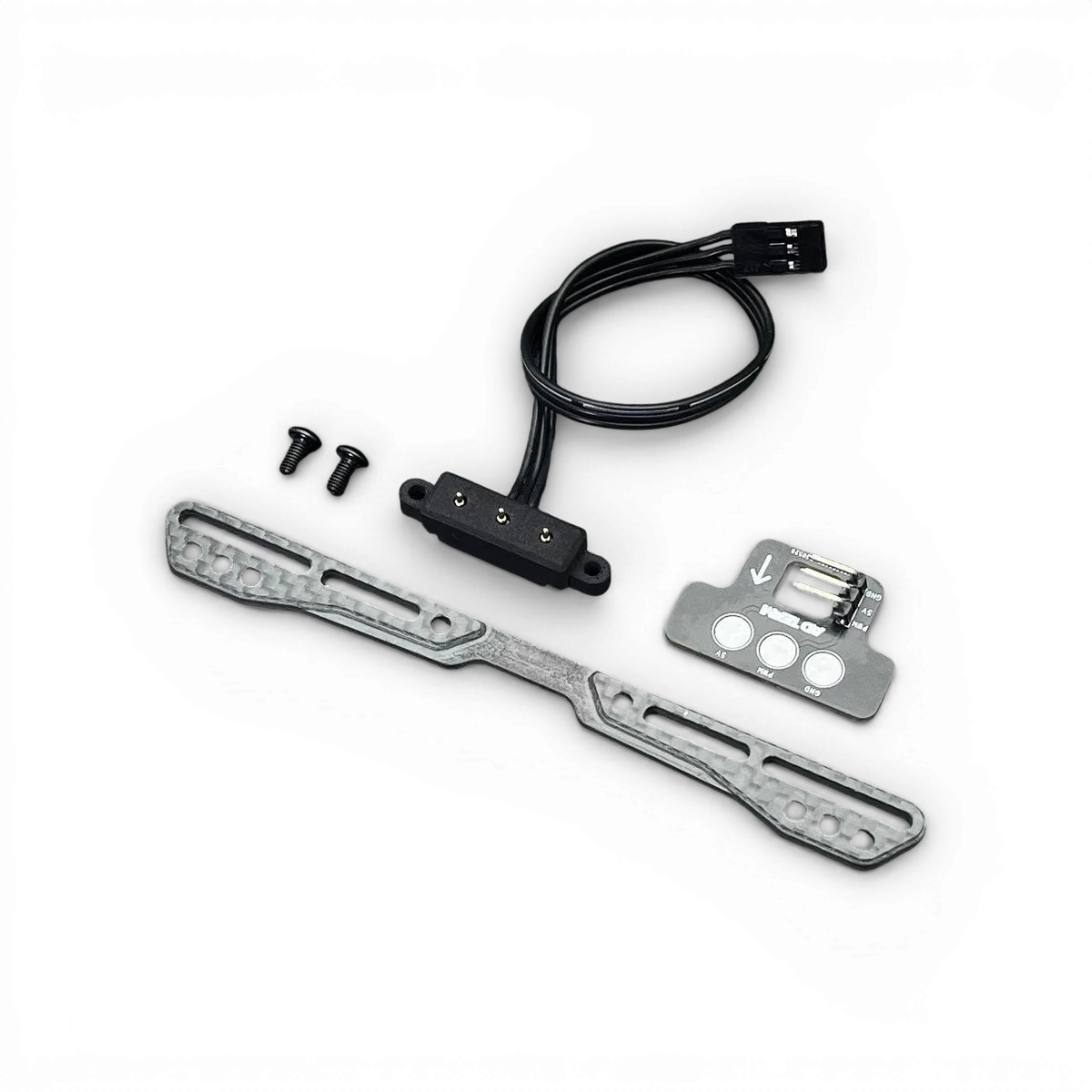 Connecteur LED rapide et support carrosserie en carbone de la marque TEAM AD, pour installation électrique automobile.