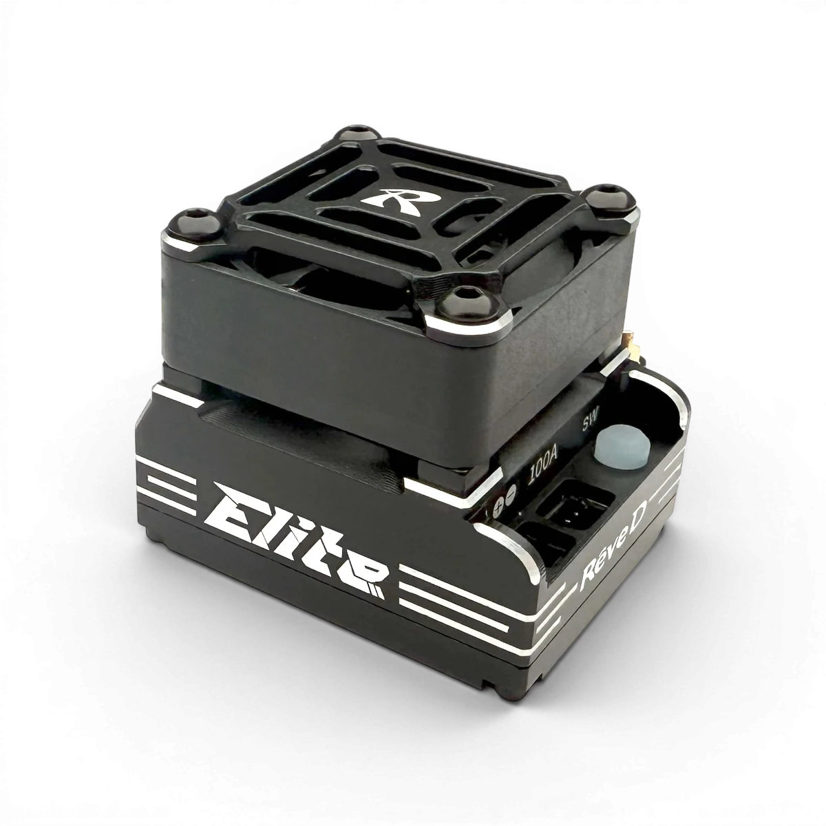 Contrôleur Brushless Elite 100A ESC pour RC Drift, électronique de marque Team Reve D, vue du contrôleur avec câbles.