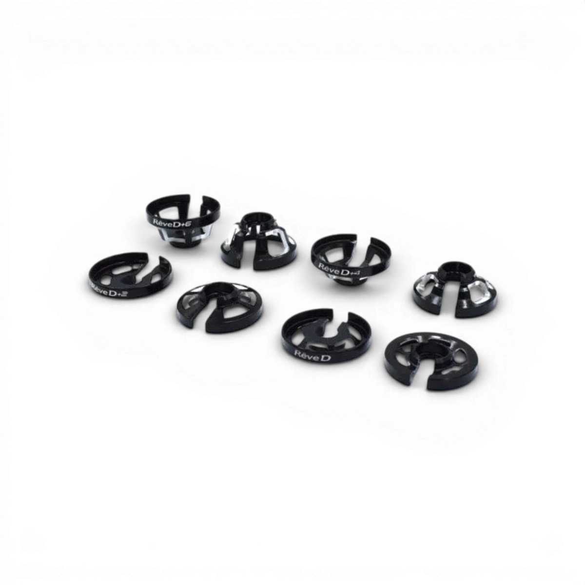 Coupelles amortisseurs +0mm pour pièces détachées, marque Team Reve D, visible en détail sur l'image.