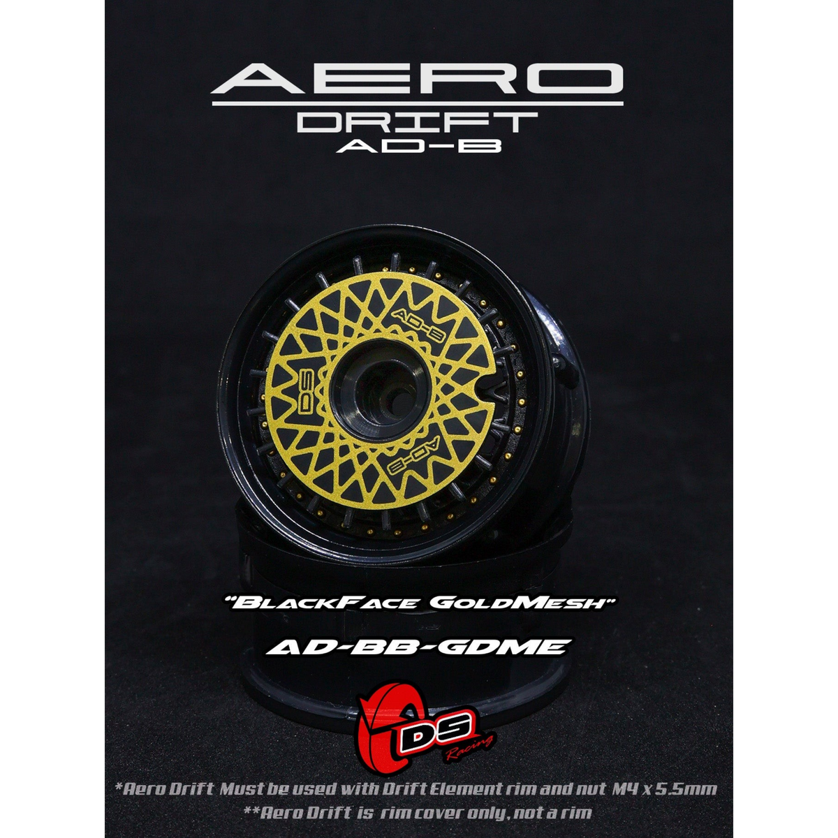 Couvercle Aero Drift noir et or pour Drift Element, pièce de carrosserie pour voitures RC DS Racing.