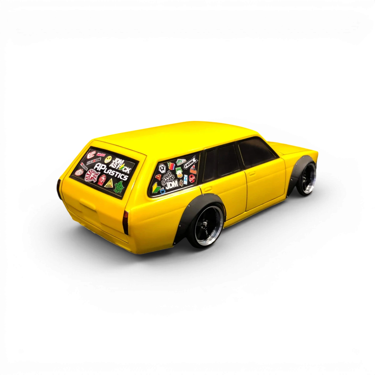 Carrosserie Datsun 510 Wagon (Break) Aplastics RC, grande version, vue de face avec détails de la carrosserie pour modèle RC.