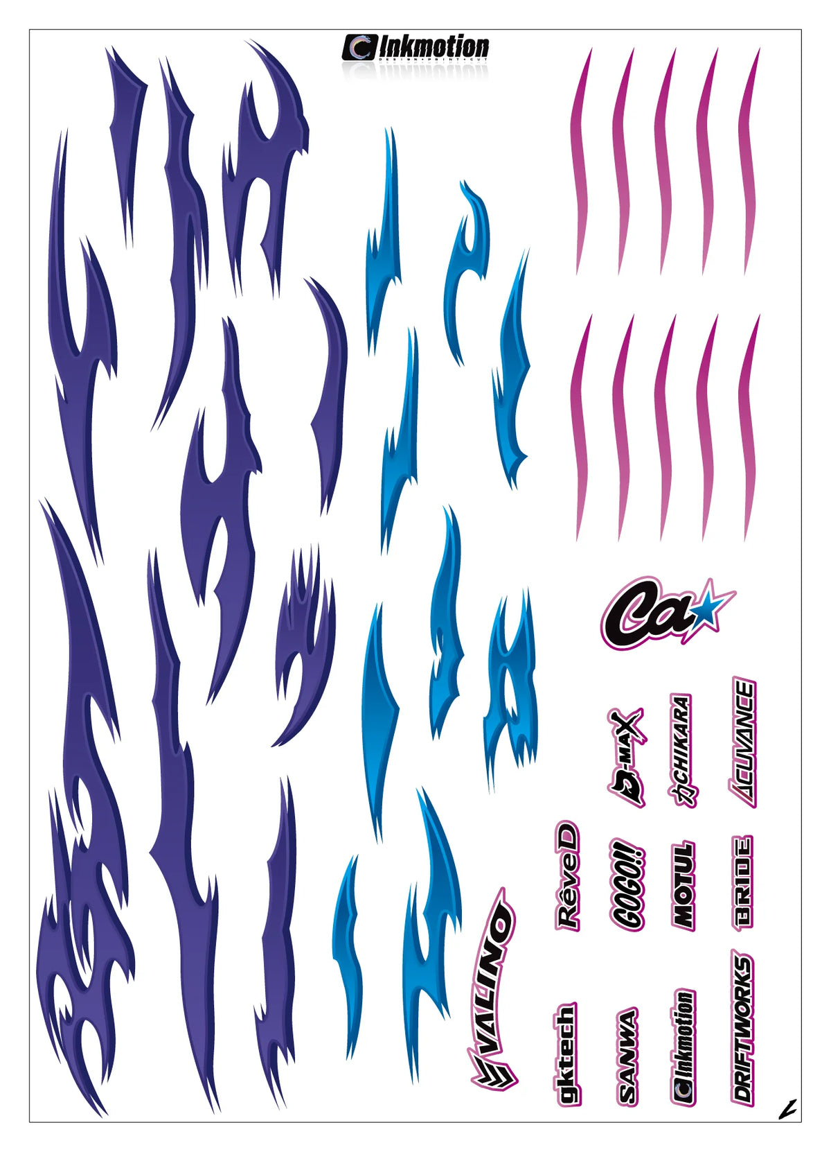 Décoration complète autocollante Heater Purple-Blue d'Inkmotion avec motifs violets et bleus pour personnaliser votre espace.