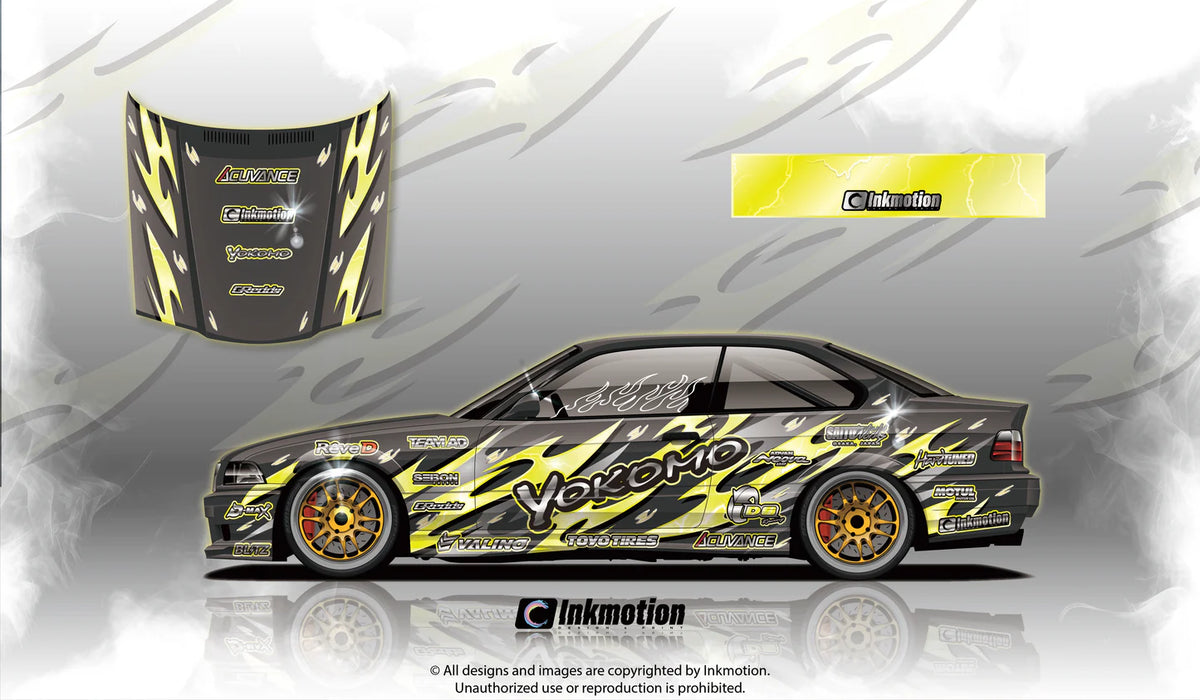 Décoration complète autocollante Lightning Storm d'Inkmotion avec éclairs et ciel orageux pour mur ou surface intérieure.