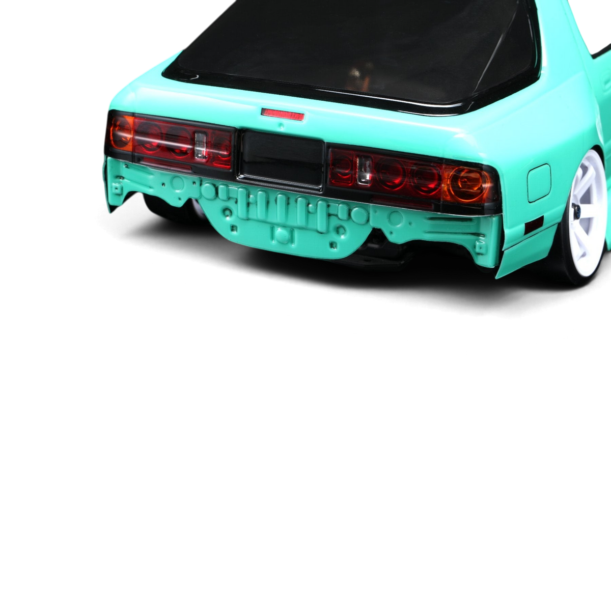Kit RC Drift RD2.0 avec Mazda RX-7 FC3S BN Sports et roues, fabriqué par Team Yokomo, vue d'ensemble du véhicule et des pièces.
