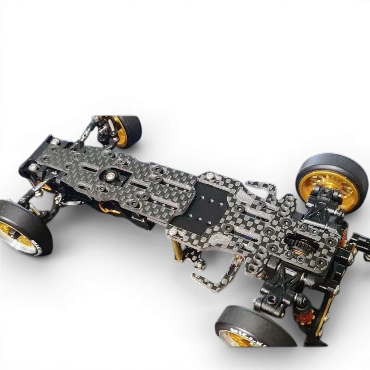 Châssis de drift RC DRZV3MS RWD de Atomic RC Mini, kit de chassis pour voiture RC Drift, vue détaillée en image.