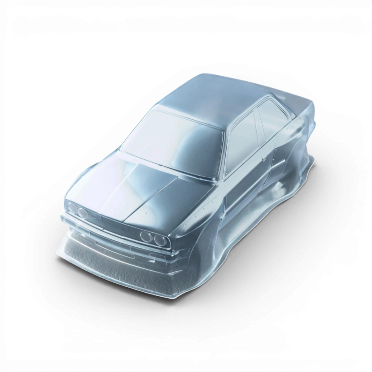 Carrosserie E30 RB de Max Speed Technology, pièce de rechange pour voiture, en plastique noir avec détails précis et logos.