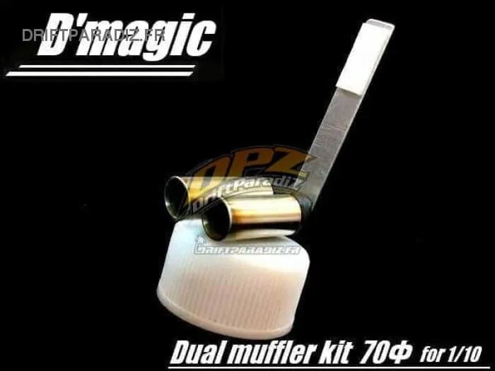 Silencieux d’échappement double 70Φ D-magic JP, système d’échappement personnalisé pour moto, avec finition en métal noir.