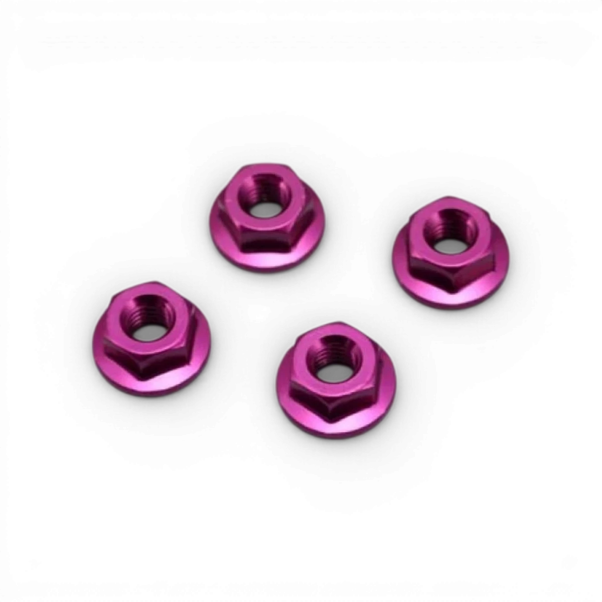 Ecrous de roues flange violets pour voiture RC, pièces détachées de la marque Team Yokomo, fixation solide et durable.