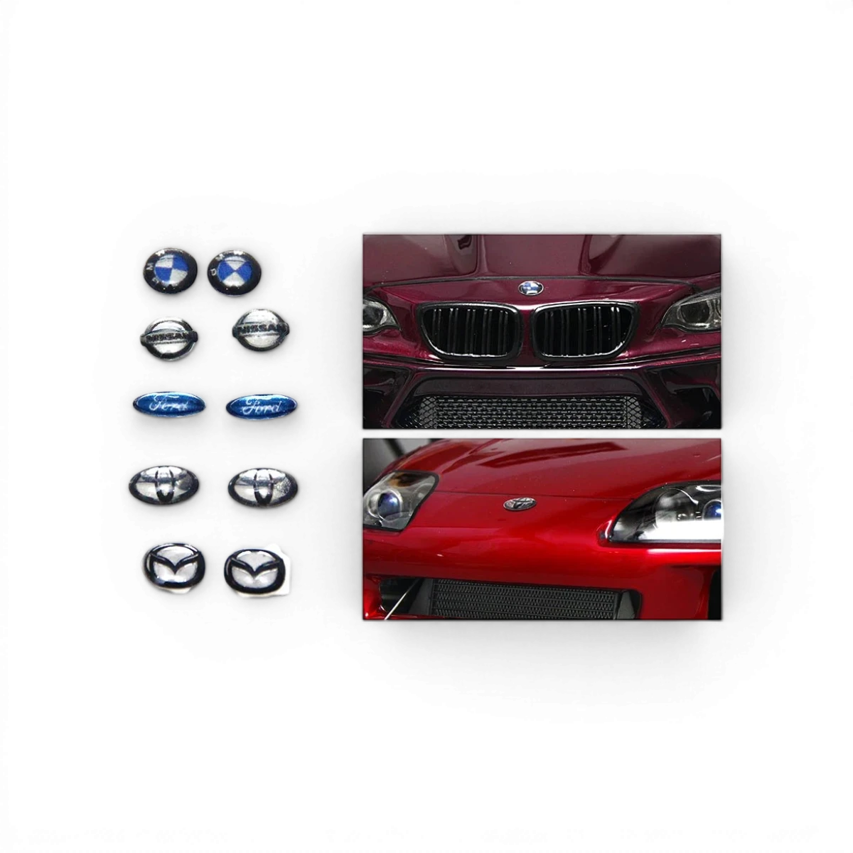 Emblème Mazda personnalisé de la marque Src Sideways RC, badge de voiture pour customization Mazda, visible en détail.