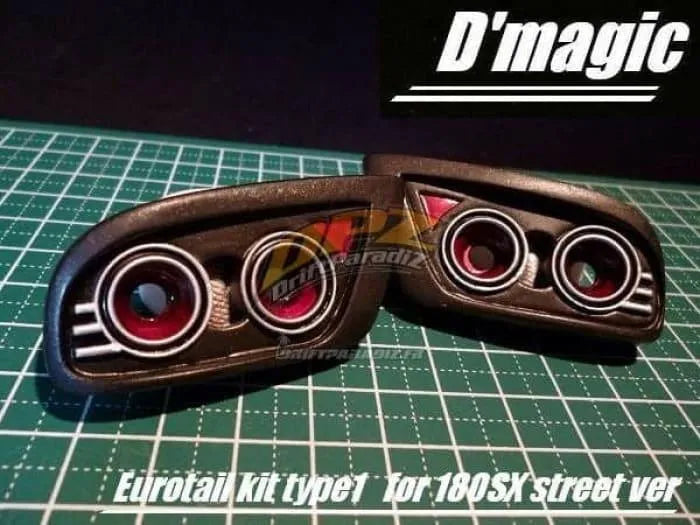 Kit de feux arrière Euro Tail Type 1 pour Nissan 180SX, personnalisé par D-magic JP, avec design moderne et détails marquants.