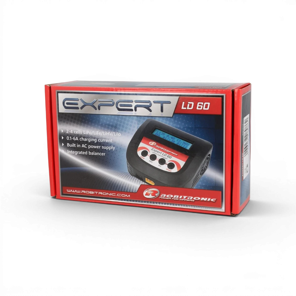 Chargeur LiPo Expert LD 60 Robitronic pour batteries 2-4S, 6A, 60W, appareil électronique pour modélisme RC.