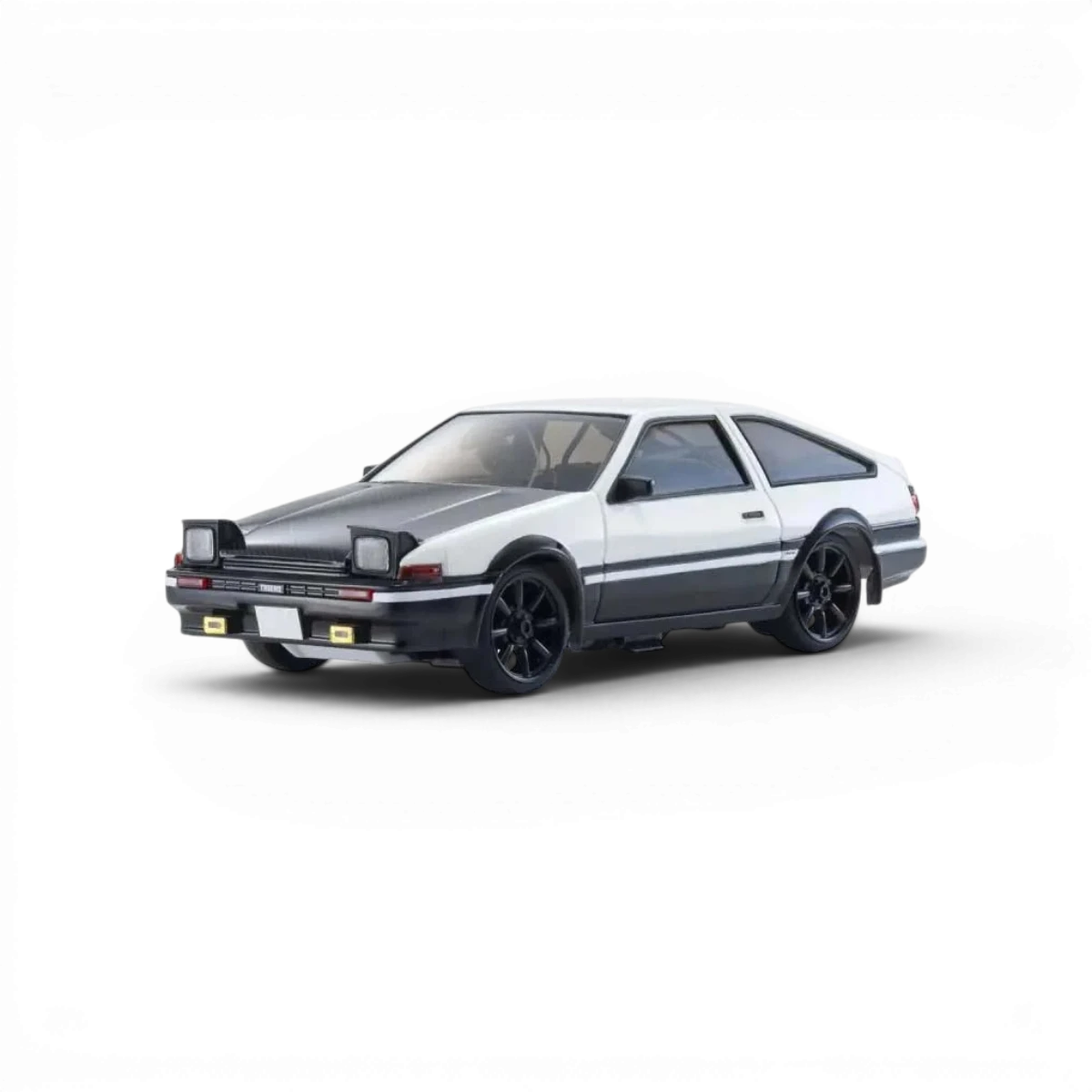 Carrosserie pour voiture miniature FIRST MINI-Z 1:28 Initial D Sprinter Trueno AE86, couleur blanche et noire, en carbone, Kyosho.