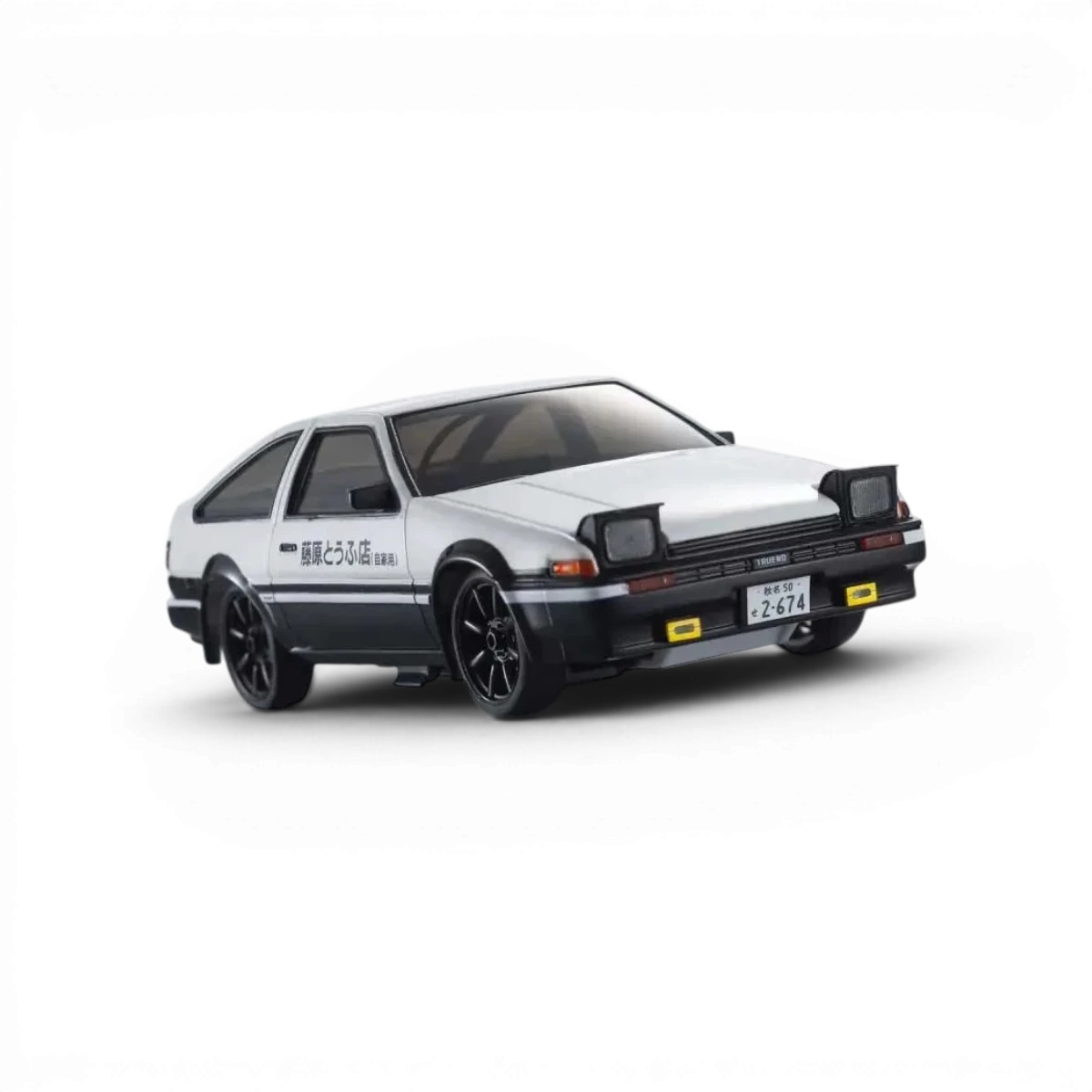 Voiture miniature Kyosho FIRST MINI-Z 1:28 Toyota Sprinter Trueno AE86 blanche et noire, carrosserie détaillée pour collection