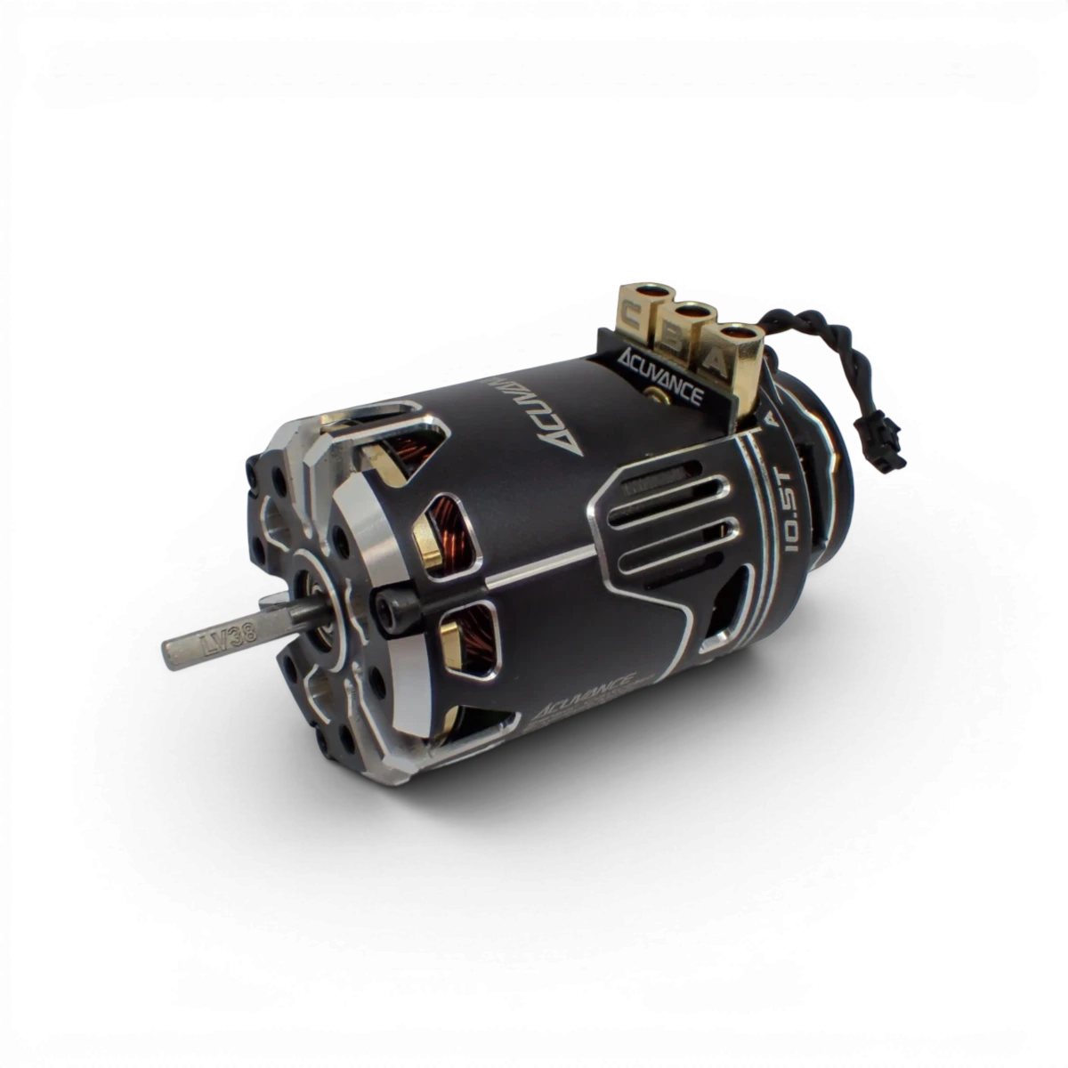 Ventilateur intégré Fledge 10.5T avec moteur brushless de la marque Acuvance, composant électronique compact et silencieux.