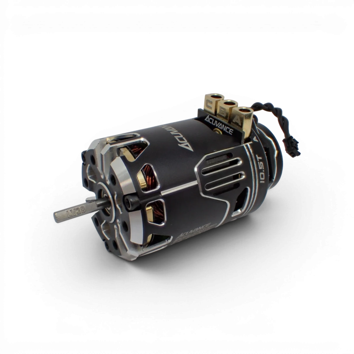 Ventilateur intégré Fledge 10.5T avec moteur brushless, marque Acuvance, composant électronique compact et performant.