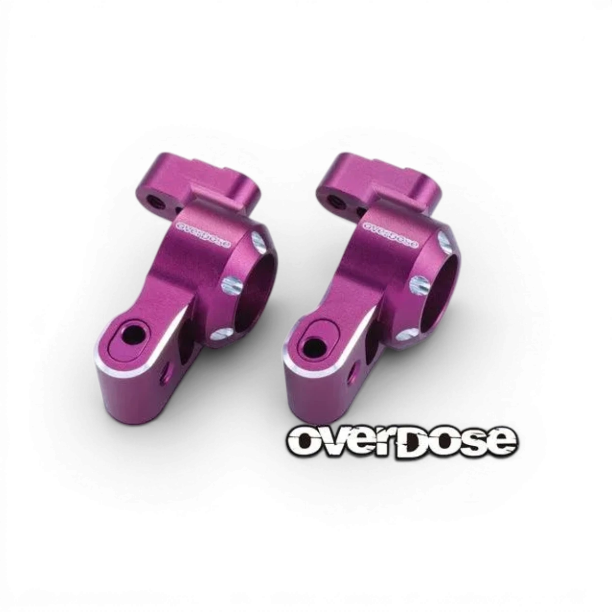 Fusées arrière en aluminium pour voiture RC, pièce détachée de marque Overdose, visible en finition aluminium brillante.
