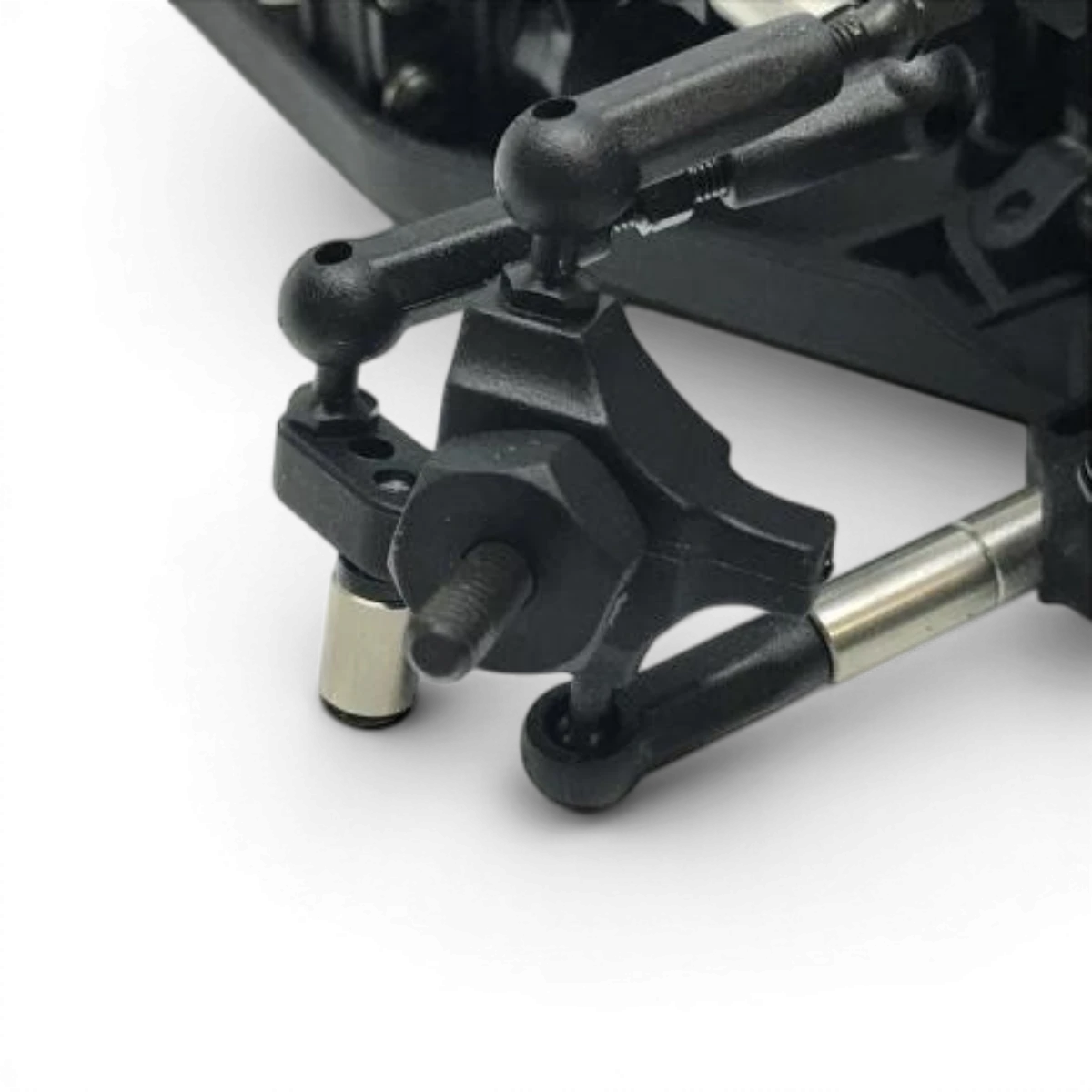 Fusées avant en résine pour GS2 EVO RWD, pièces détachées SHIBATA, montrant les composants en résine pour voiture RC.