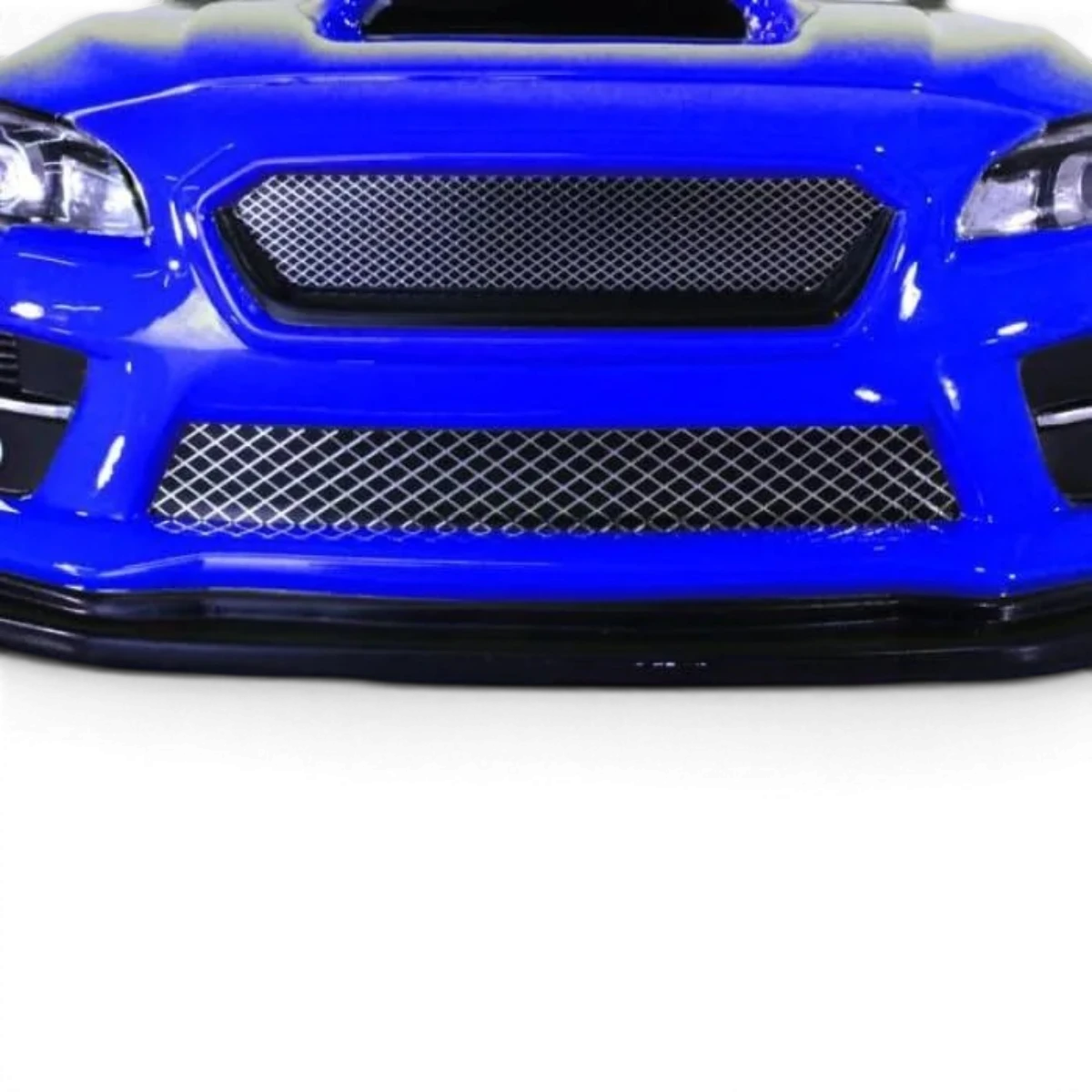 Grille 3D chrome de 210x120mm pour personnalisation, conçue par Pandora RC, avec finition brillante et détails en relief.