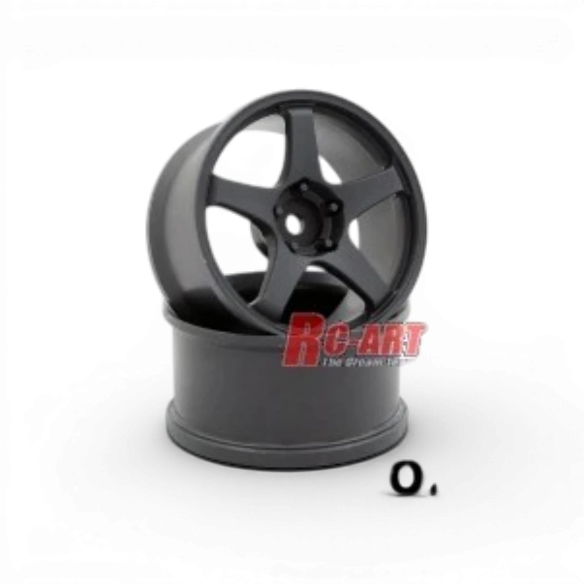 Roues GT F01 Offset 6 noires de la marque Rc Art, vue de face avec détails de la jante en noir.