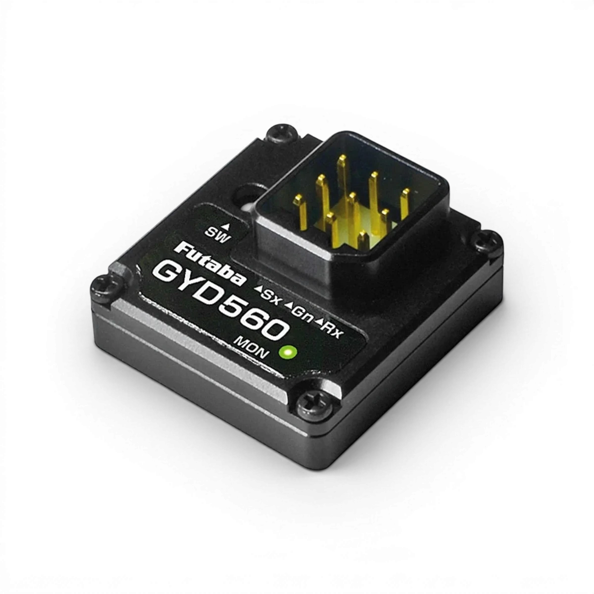 Gyro de dérive électronique Futaba GYD560 avec capteur pour stabilisation de drone ou RC, image en format WebP.