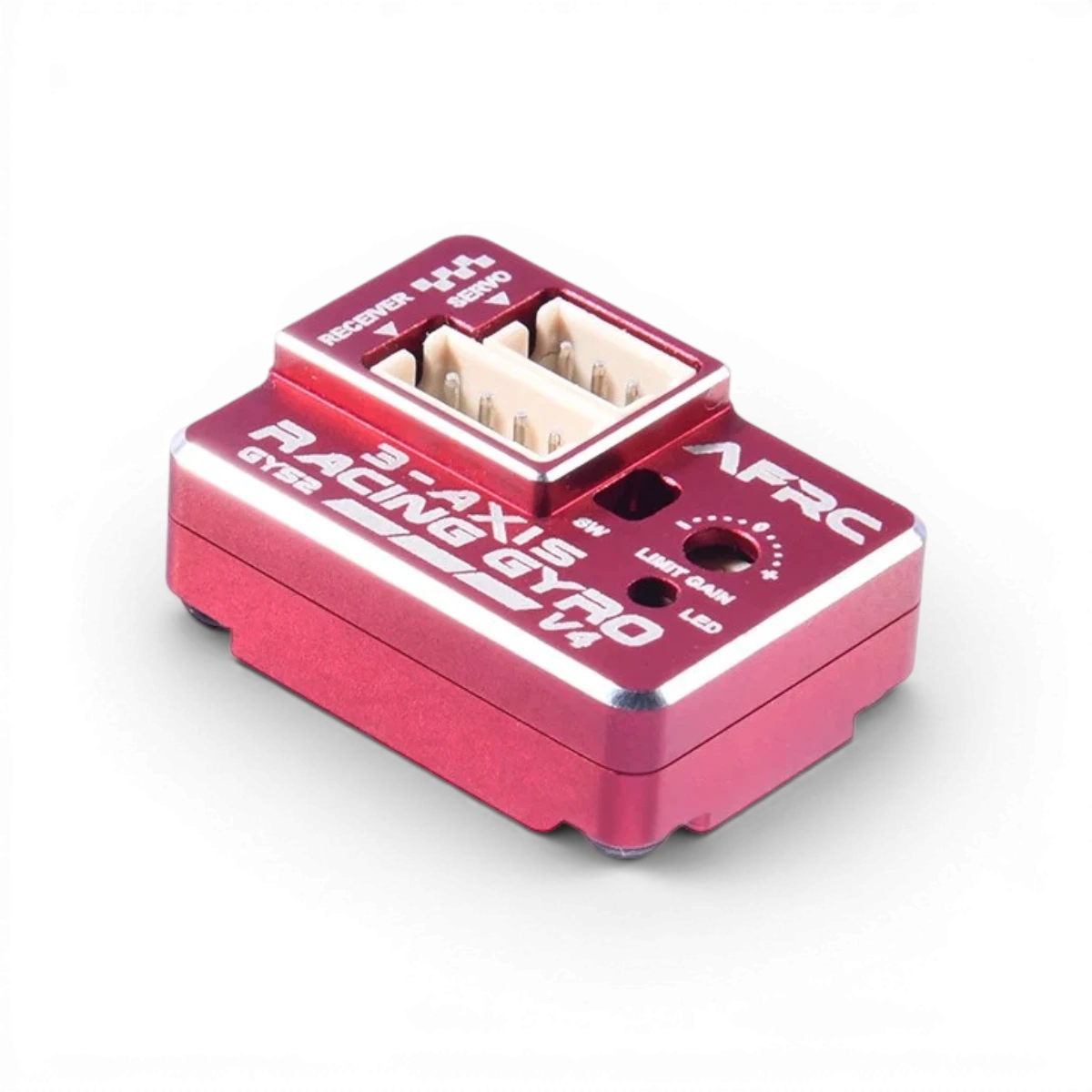Gyro mini drift AFRC GYS-2 V4, appareil électronique pour stabilisation et drift en course automobile, vue de face.