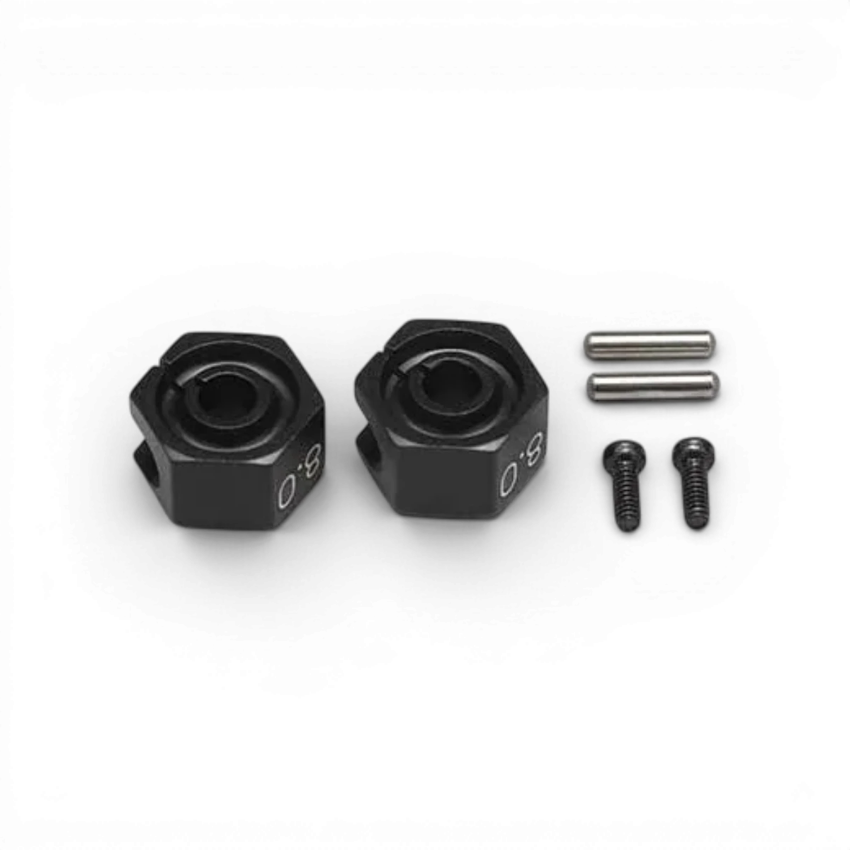 Hexagone 8mm noir pour pièces détachées Team Yokomo, montrant la pièce en plastique noir avec une finition lisse.