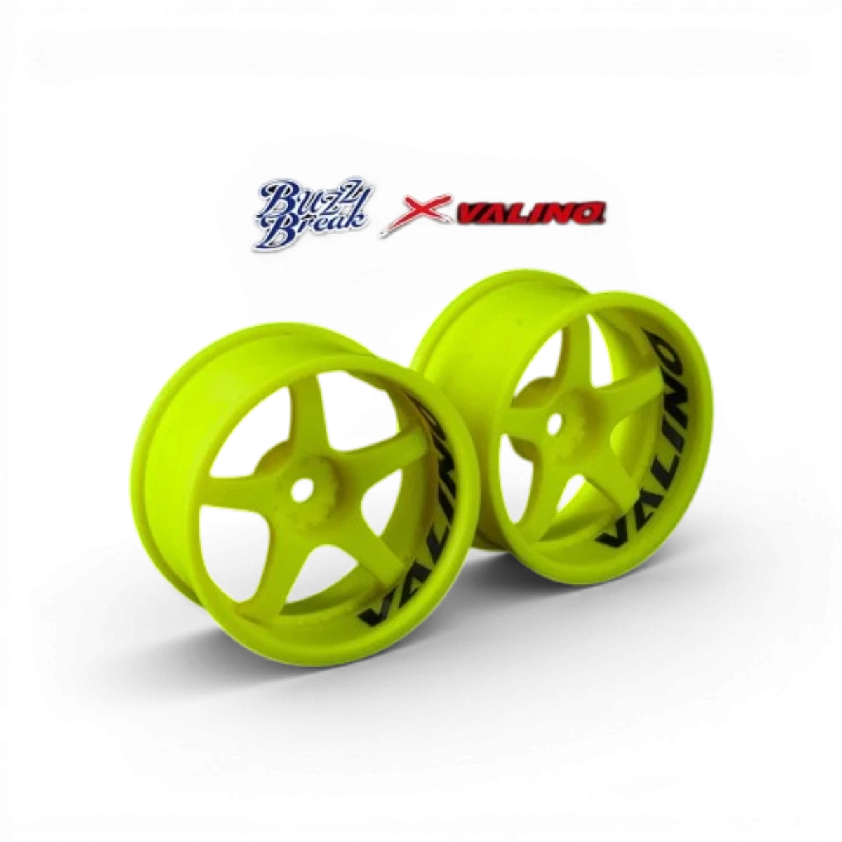 Jante R-SPEC Gokutan 26 mm offset +7 Fluo de la marque BuzzBreak, vue en gros plan avec finitions colorées.