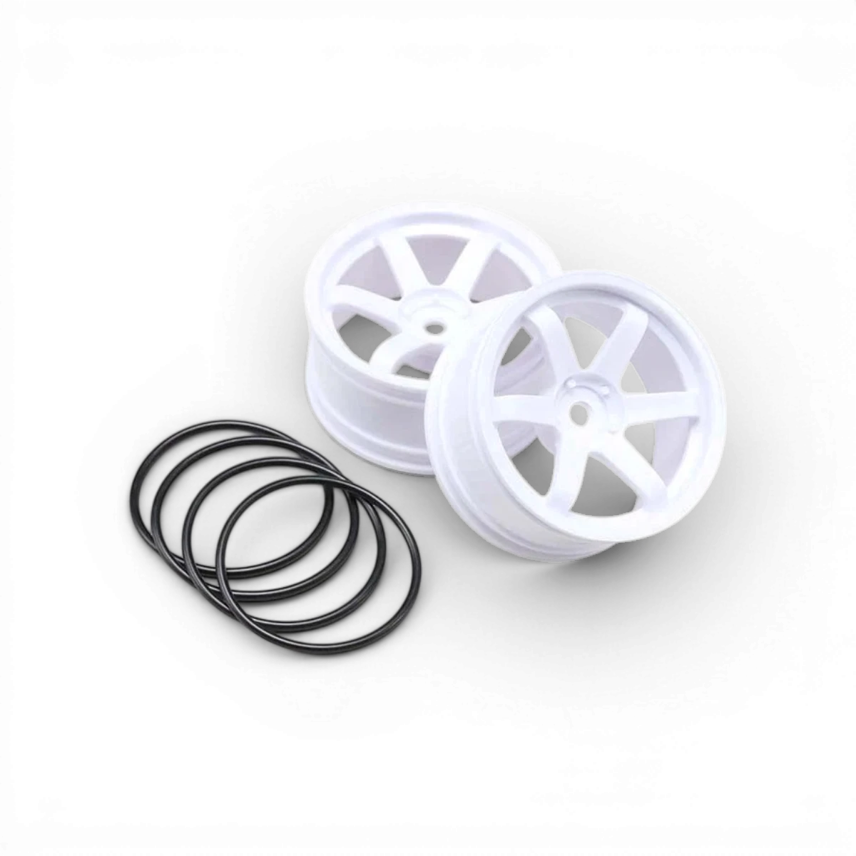 Jantes 6 branches DRIFT offset 5 blanches de la marque Team Yokomo, roues légères pour voitures radiocommandées.