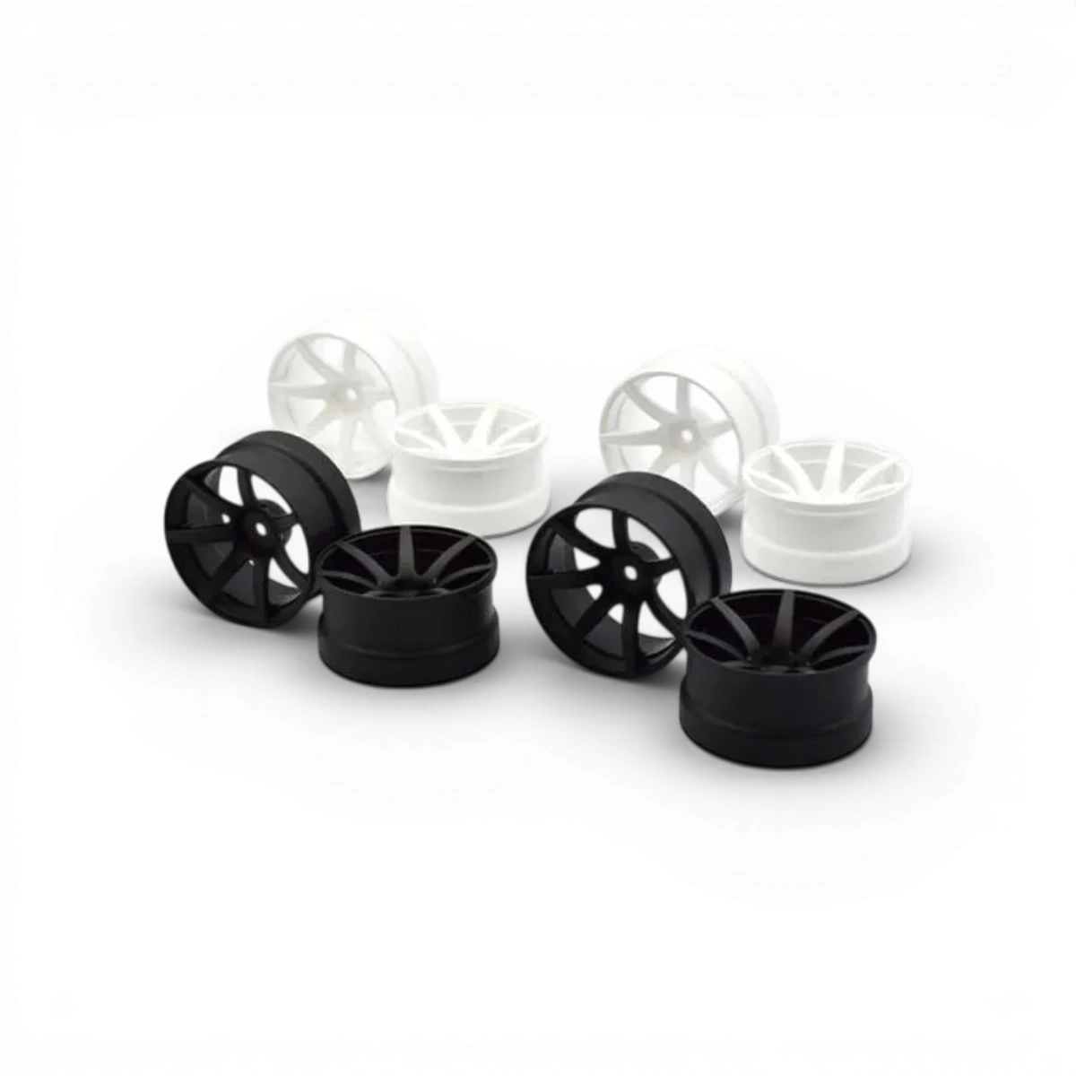Jantes JD7 Offset 8mm blanches de la marque Team Reve D, roues en alliage avec finition blanche visible sur l'image.