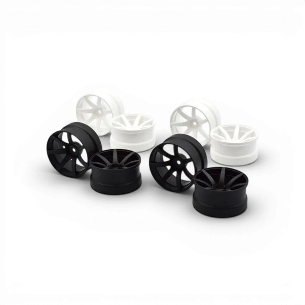Jantes JD7 Offset 8mm noires de la marque Team Reve D, roues en alliage avec finition noire.