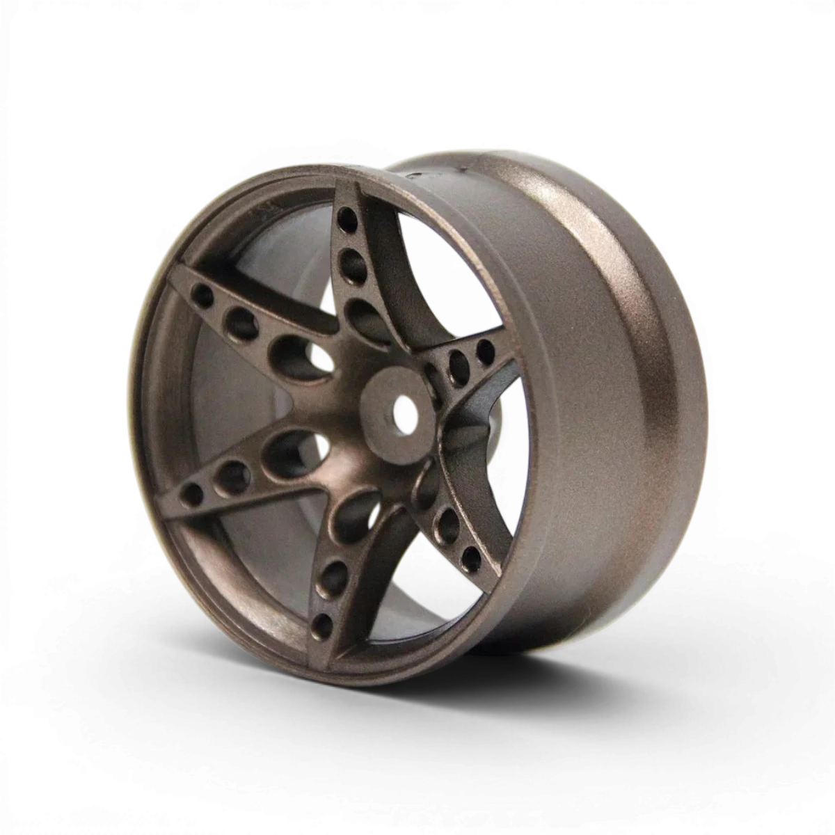 Jantes R1 déport +6mm en bronze pour voiture RC, marque Src Sideways RC, image montrant les jantes en détail.