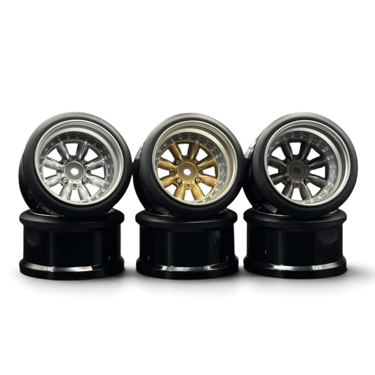 Jantes RIMS PANA 8-spokes en métal gun, customisation pour voiture, offset 8 mm, marque Hayashi Garage.